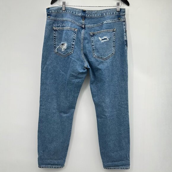 Forever 21 Ripped Distressed Straight Leg Cropped Boyfriend Jeans Size 30 - Picture 4 of 5